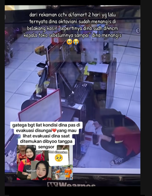CCTV diduga Dina Oktaviani menangis.
